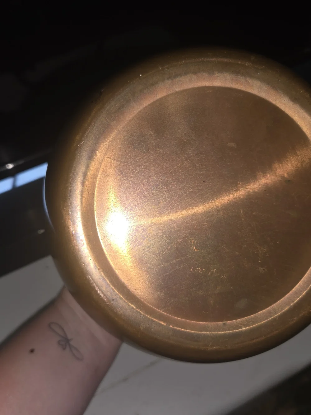 Vintage Copper-Colored Kettle with Brass Handle